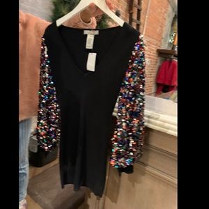 Multi coloured sequin embroidered dress